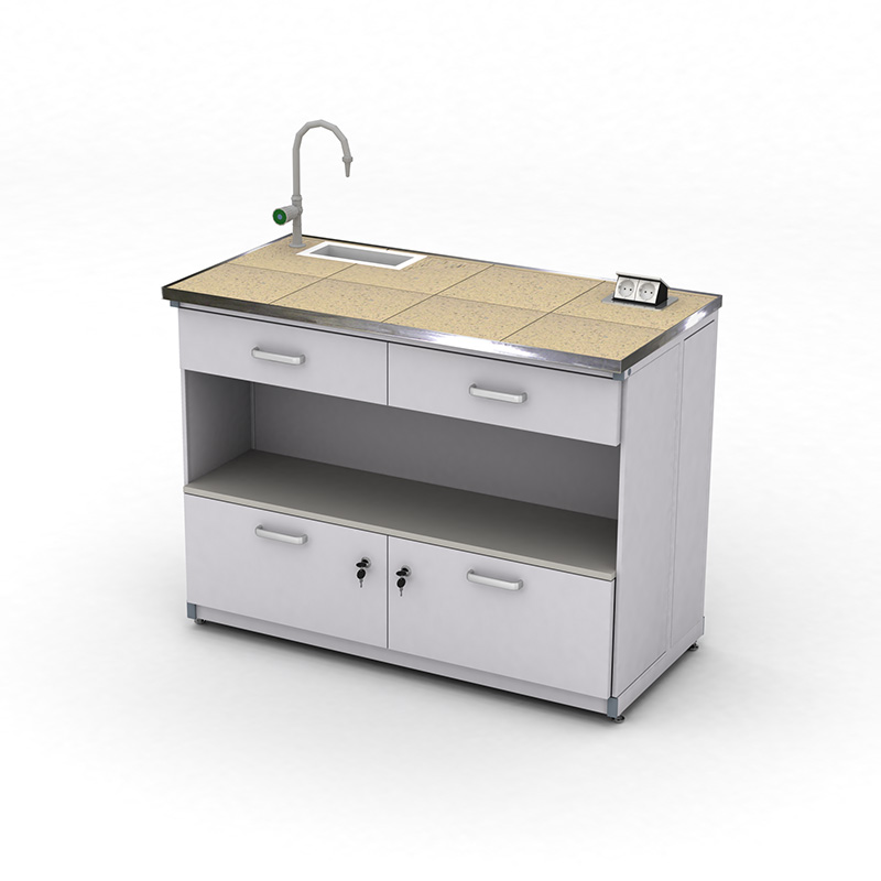 Cтіл демонстраційний лабораторний ЕКСПЕРТ з розетками, зливом та шухлядами, 1200х600х900, керамограніт, арт. 41-08.212